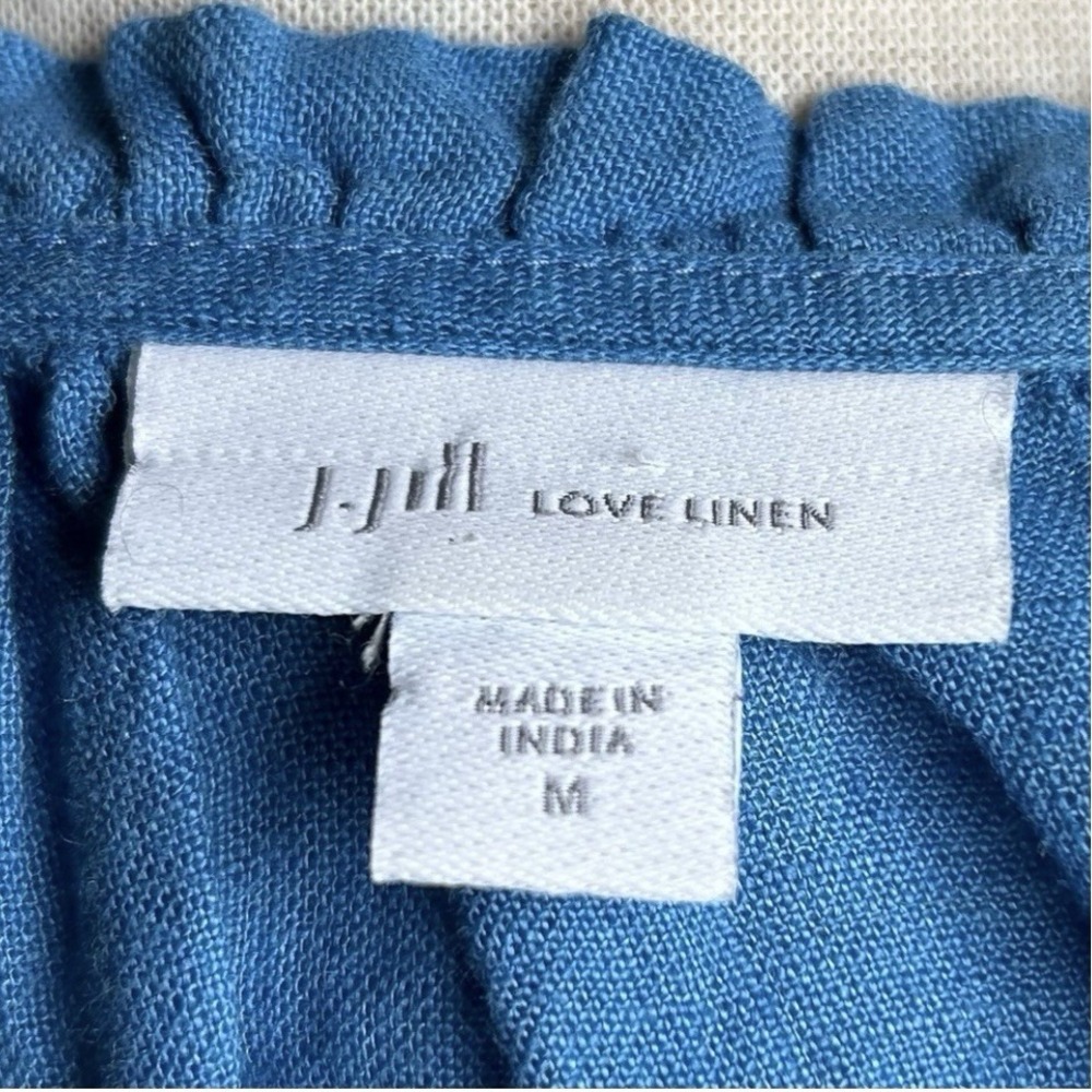 J Jill love linen Blue V-Neck half sleeve Blouse medium - Picture 5 of 6